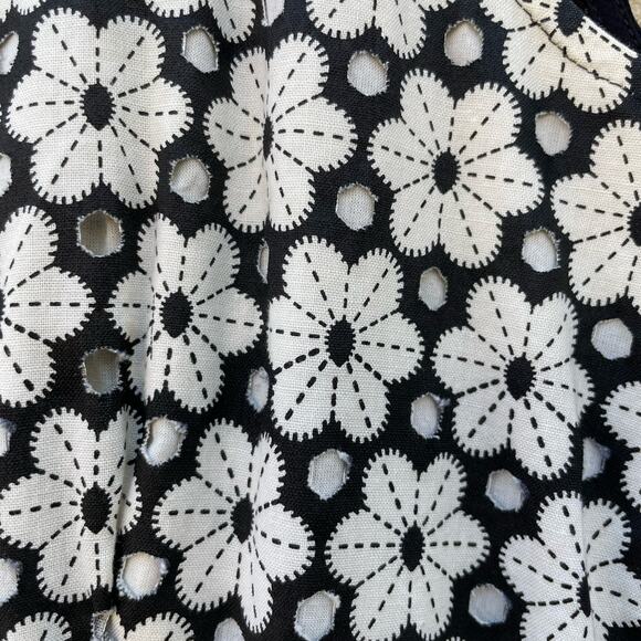 Madewell Black Cream Perforated Floral Dress 2 Open Back - Picture 3 of 9